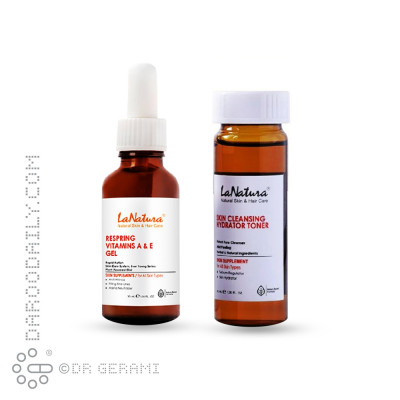 سرم ژل ضد چروک ویتامین A و E و تونر آبرسان لاناتورا 2 عددی