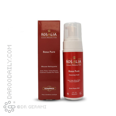 فوم پاک کننده صورت پوست چرب و جوشدار مدل Rosa Pure رزالیا 150 میلی لیتری