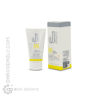 کرم ضد آفتاب بژ طبیعی مدل Bio Taches با SPF50 دلانو 50 میلی لیتری