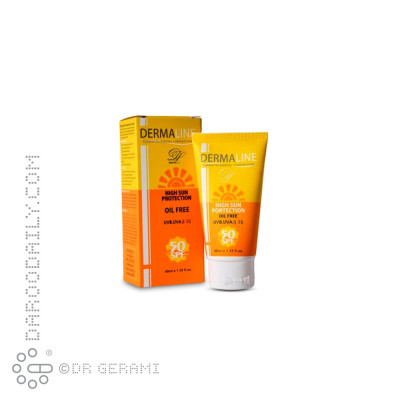 کرم ضد آفتاب فاقد چربی SPF50 درمالاین ۴۰ میلی لیتری