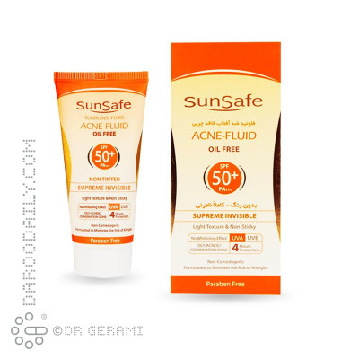 فلوئید ضد آفتاب بی رنگ پوست چرب فاقد چربی SPF50 سان سیف 50 میلی لیتری