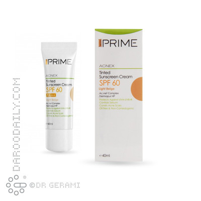 کرم ضد آفتاب بژ روشن پوست چرب و مستعد آکنه فاقد چربی SPF60 پریم 40 میلی لیتری