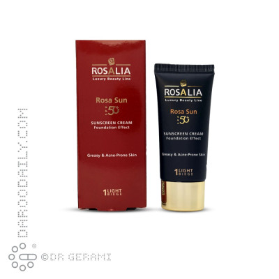 کرم ضد آفتاب بژ روشن پوست چرب و آکنه دار SPF50 رزالیا ۴۰ میلی لیتری
