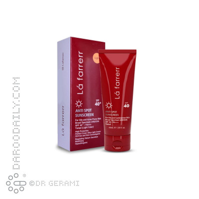 کرم ضد آفتاب و ضد لک رنگی روشن پوست چرب SPF40 لافارر 40 میلی لیتری
