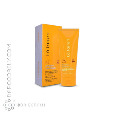 کرم ضد آفتاب و ضد لک بی رنگ پوست خشک و معمولی SPF30 لافارر 40 میلی لیتری