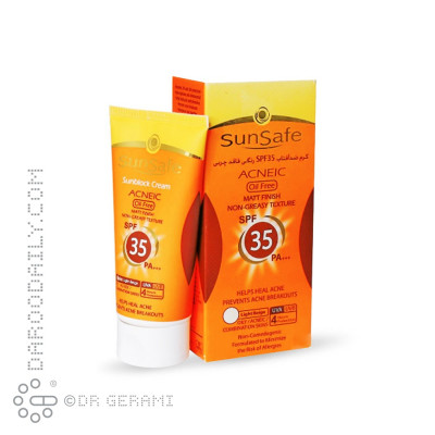 کرم ضد آفتاب بژ متوسط پوست چرب SPF 35 سان سیف ۵۰ میلی لیتری