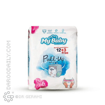 پوشک شورتی پول آپ کودک سایز ۶ مای بیبی بسته 15 عددی