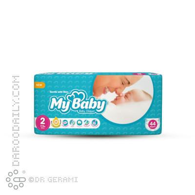 پوشک کودک آبی مهربان با پوست سایز ۲ مای بیبی بسته 44 عددی