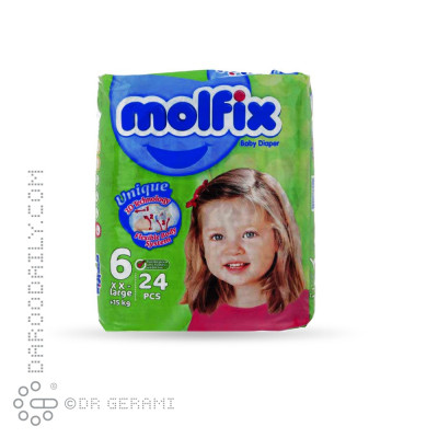 پوشک کامل 3 بعدی بچه مولفیکس سایز 6 بسته 24 عددی