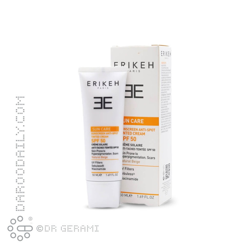 کرم ضد آفتاب بژ طبیعی ضد لک پوست SPF50 اریکه 50 میلی لیتری