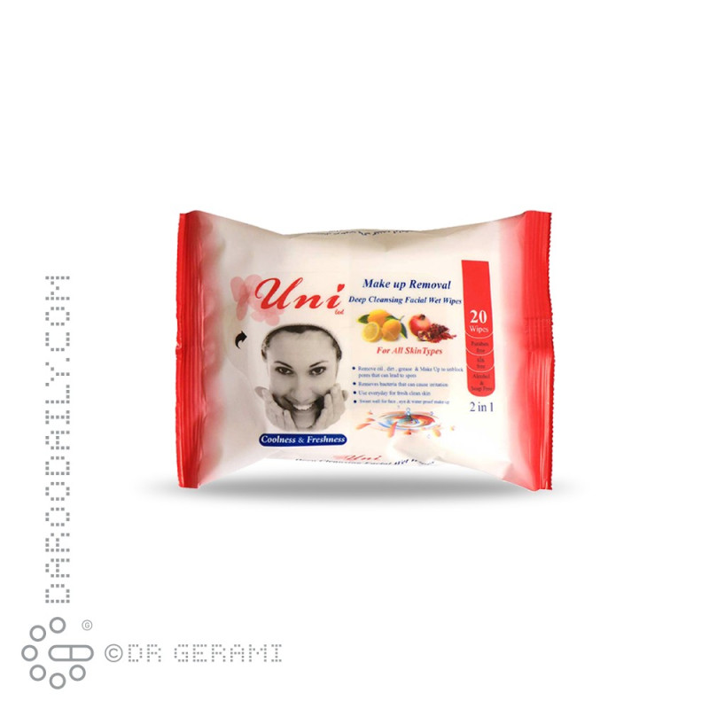 دستمال مرطوب پاک کننده آرایش میوه ای یونی لد 20 عددی