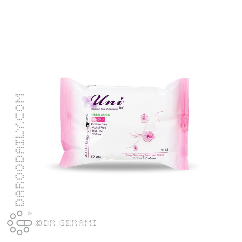 دستمال مرطوب پاک کننده آرایش پوست چرب یونی لد 20 عددی