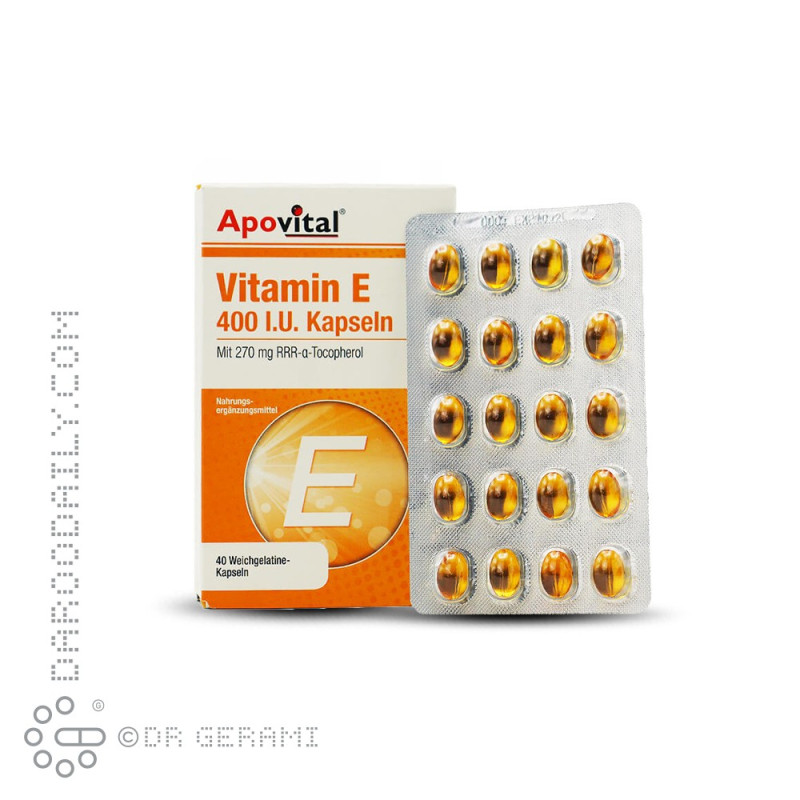 کپسول ژلاتینی نرم 400 واحدی ویتامین E آپوویتال 40 عددی