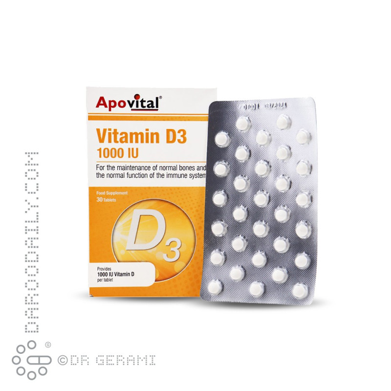 قرص 1000 واحدی ویتامین D3 آپوویتال 30 عددی