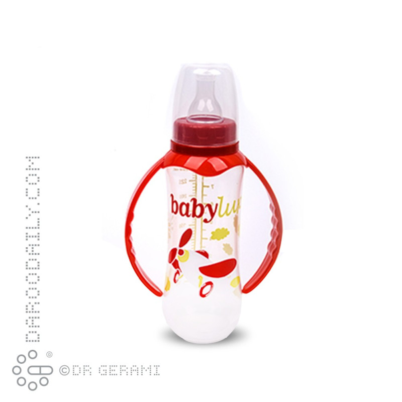 شیشه شیر پروپیلین شفاف دسته دار بی بی لوکس 250 میلی لیتری کد 058