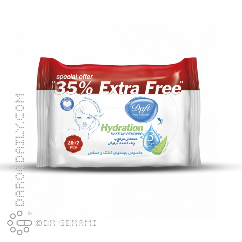 دستمال مرطوب پاک کننده آرایش پوست خشک اکسترا دافی 27 عددی
