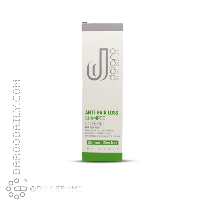 شامپو ضد ریزش موهای چرب کافئین پلاس دلانو ۲۰۰ میلی لیتری