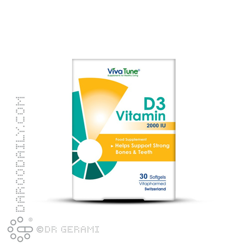 سافت ژل 2000 میلی گرمی ویتامین D3 ویواتیون 30 عددی