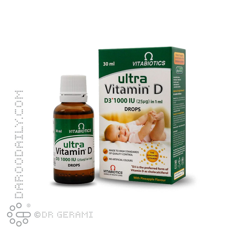 قطره اولترا 1000 واحدی ویتامین D3 ویتابیوتیکس 30 میلی لیتری