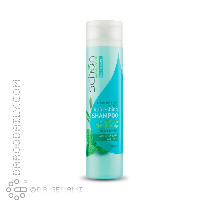 شامپو موهای چرب حاوی چای سبز و نعنا شون 400 میلی لیتری