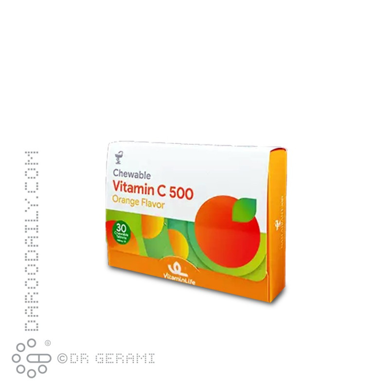 قرص جویدنی 500 میلی گرمی ویتامین C پرتقالی ویتامین لایف 30 عددی