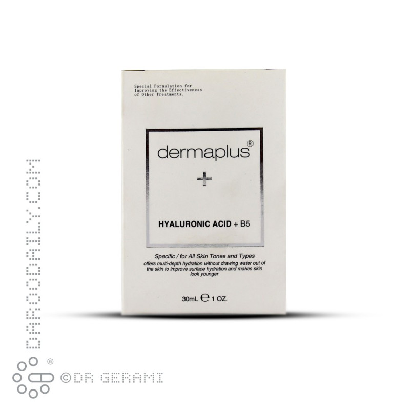 محلول مرطوب کننده پوست حاوی هیالورونیک اسید و ویتامین B5 درماپلاس 30 میلی لیتری