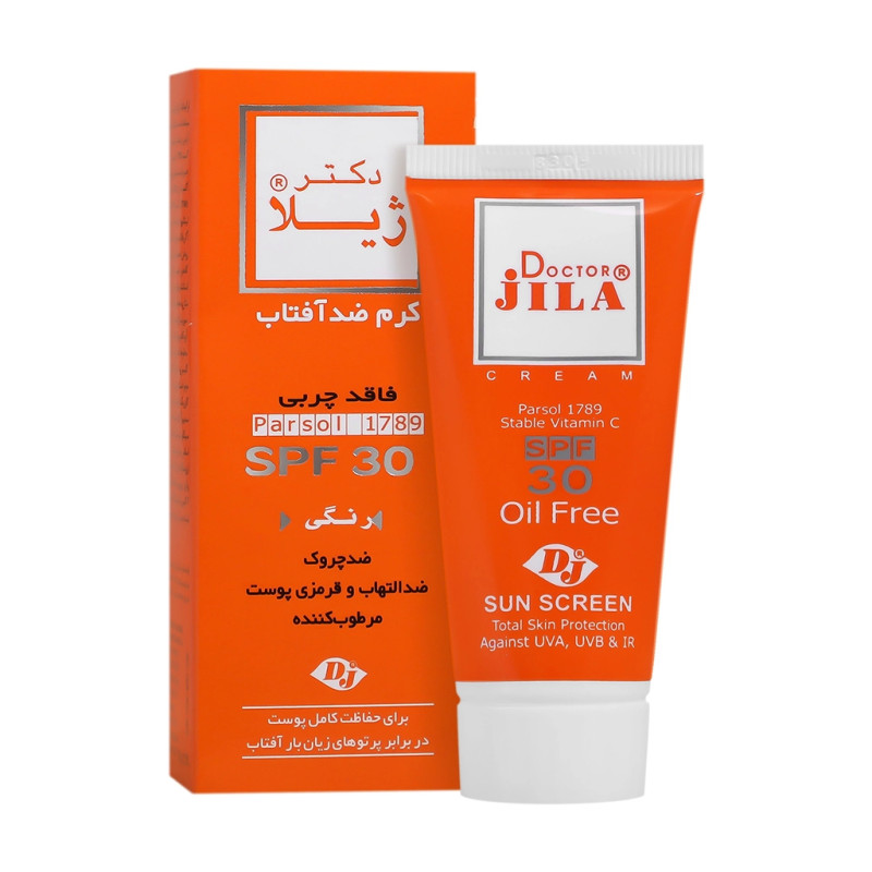 كرم ضد آفتاب رنگی پوست چرب فاقد چربی SPF30 دکتر ژیلا 65 گرمی