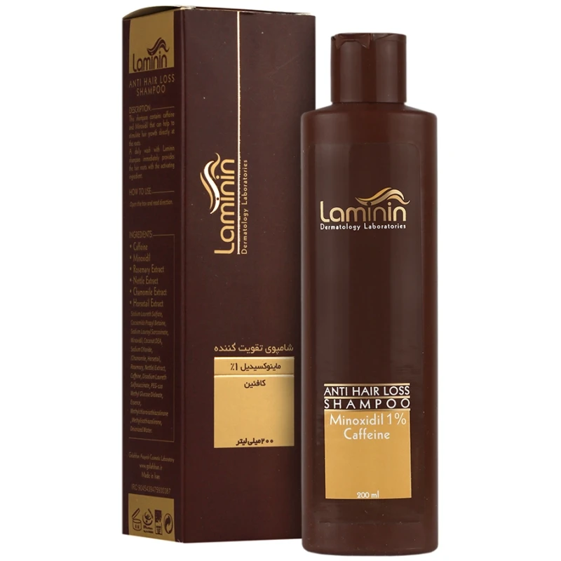 شامپو ضد ریزش مو حاوی ماینوکسیدیل و کافئین لامینین 200 میلی لیتری