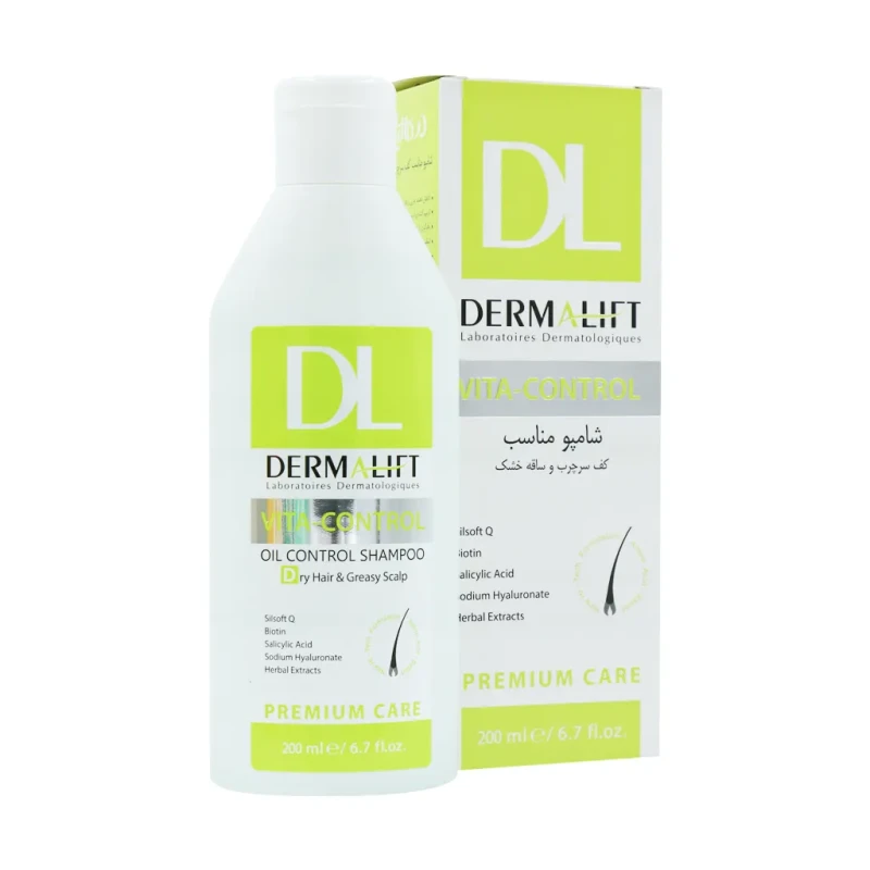 شامپو درماليفت مناسب کف سر و مو چرب 200 میلی‌لیتر