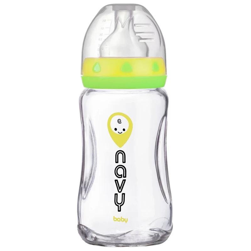 شیشه شیر کلاسیک تو پلاس پیرکس ضخیم 270 میلی لیتر ناوی بیبی