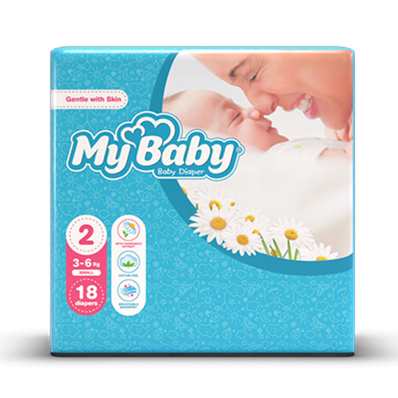 پوشک کودک آبی مهربان با پوست سایز ۲ مای بیبی 18 عددی