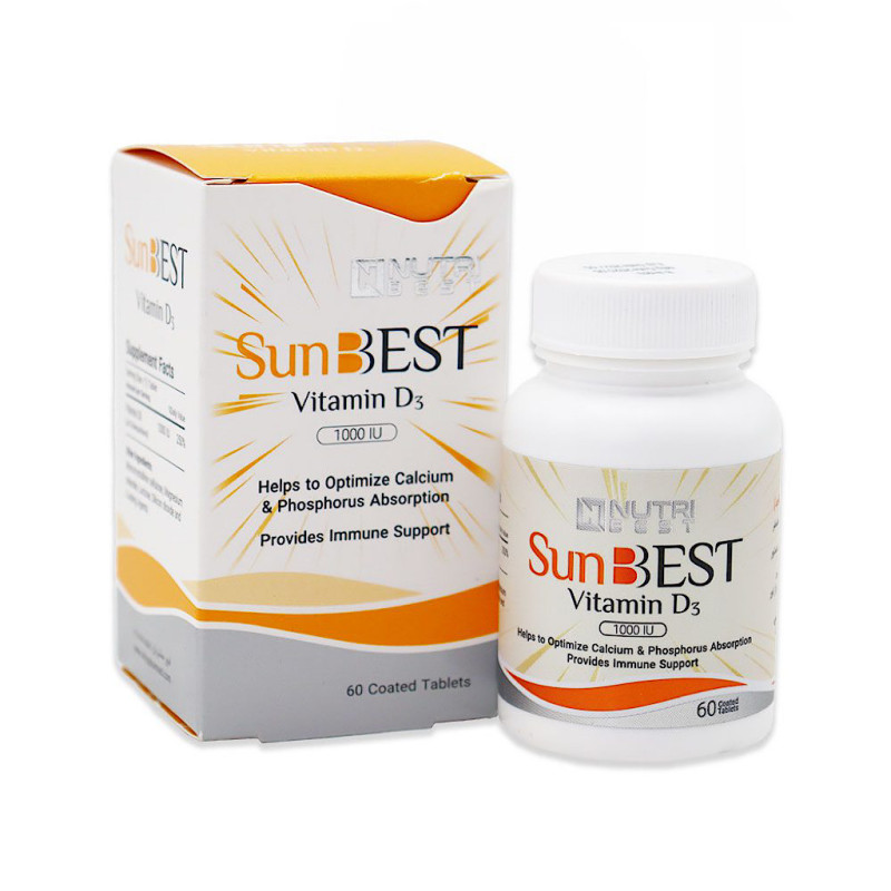 قرص ویتامین D3 سان بست 1000 میلی‌گرم 60 عددی