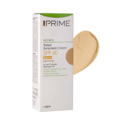 کرم ضد آفتاب بژ روشن پوست چرب و مستعد آکنه فاقد چربی SPF60 پریم 40 میلی لیتری