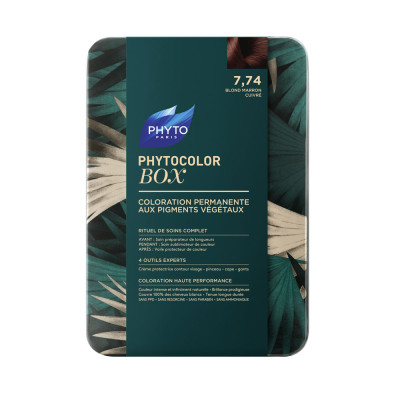 پک رنگ موی بلوند قهوه ای مسی مدل Phytocolor Box فیتو شماره 7.74