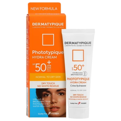 کرم ضد آفتاب هیدرا بی‌ رنگ پوست خشک SPF50 درماتیپیک 50 میلی لیتری