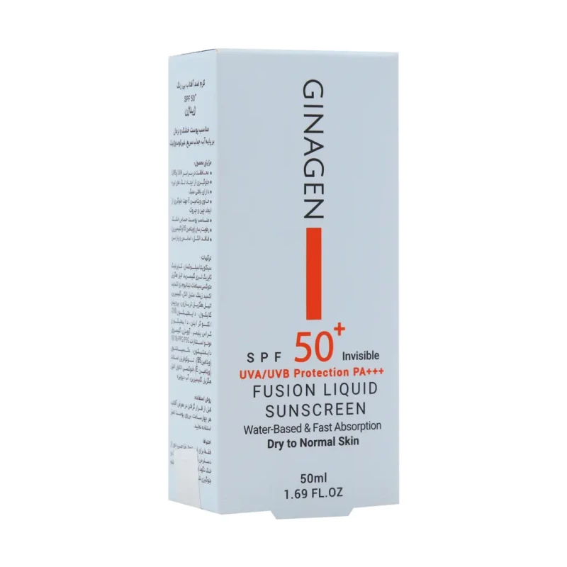 کرم ضد آفتاب بی رنگ پوست خشک SPF50 ژیناژن ۵۰ میلی لیتری