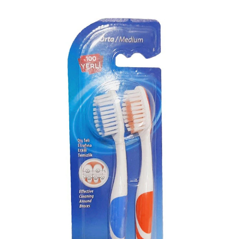 مسواک بزرگسال برس متوسط دوقلو مدل Care Dent بنات