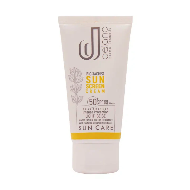 کرم ضد آفتاب بژ طبیعی مدل Bio Taches با SPF50 دلانو 50 میلی لیتری