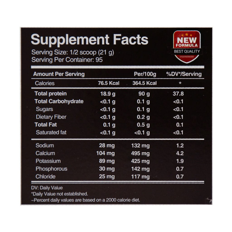 پودر پروتئین وی هیدرولیز شده ۹۰ درصد شکلاتی لوکس ۲۰۰۰ گرمی