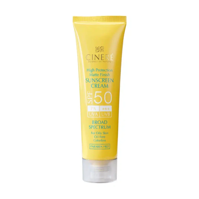 کرم ضد آفتاب بی رنگ پوست چرب فاقد چربی SPF50 سینره ۵۰ میلی لیتری