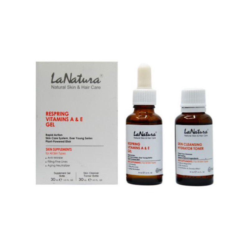 سرم ژل ضد چروک ویتامین A و E و تونر آبرسان لاناتورا 2 عددی