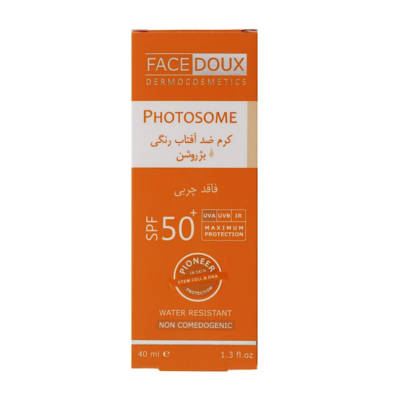 کرم ضد آفتاب بژ روشن پوست چرب فاقد چربی مدل Photosome با SPF50 فیس دوکس 40 میلی لیتری