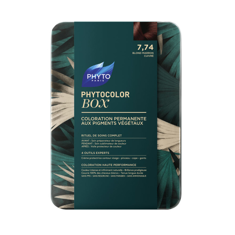 پک رنگ موی بلوند قهوه ای مسی مدل Phytocolor Box فیتو شماره 7.74