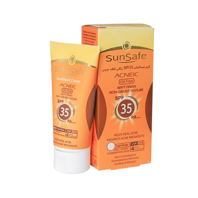 کرم ضد آفتاب بژ روشن پوست چرب SPF 35 سان سیف ۵۰ میلی لیتری