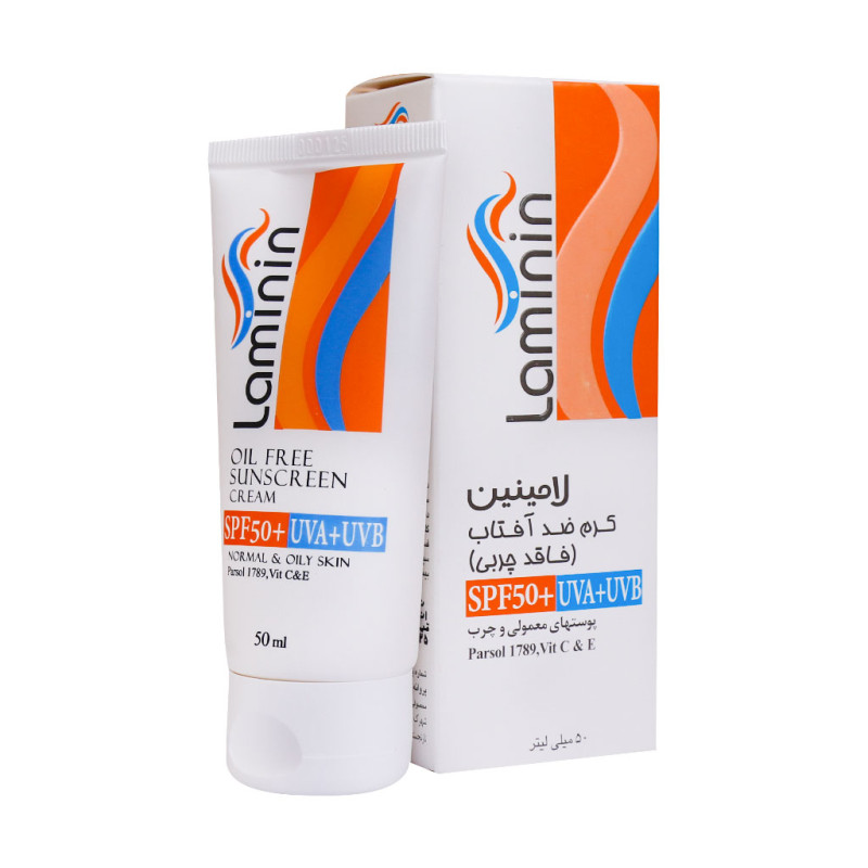 کرم ضد آفتاب بی رنگ پوست معمولی و چرب فاقد چربی SPF60 لامینین 50 میلی لیتری