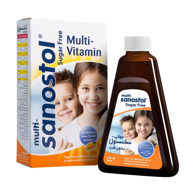شربت مولتی ویتامین بدون قند مولتی سانستول 155 میلی لیتری