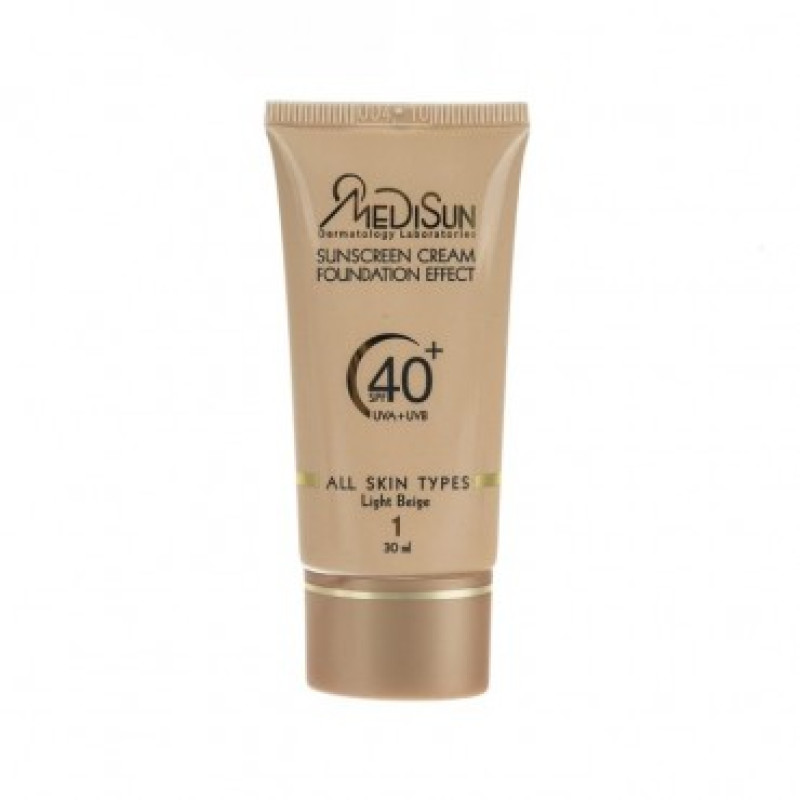 ضدآفتاب کرم پودری مدیسان SPF40 رنگ بژ روشن 1 مناسب انواع پوست حجم 30 میلی لیتر
