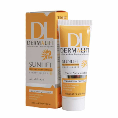 ضد آفتاب کرم پودری بژ روشن پوست خشک مدل Sunlift با SPF50 درمالیفت شماره 1