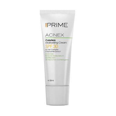 کرم مرطوب کننده بی رنگ پوست چرب فاقد چربی SPF30 پریم 50 میلی لیتری