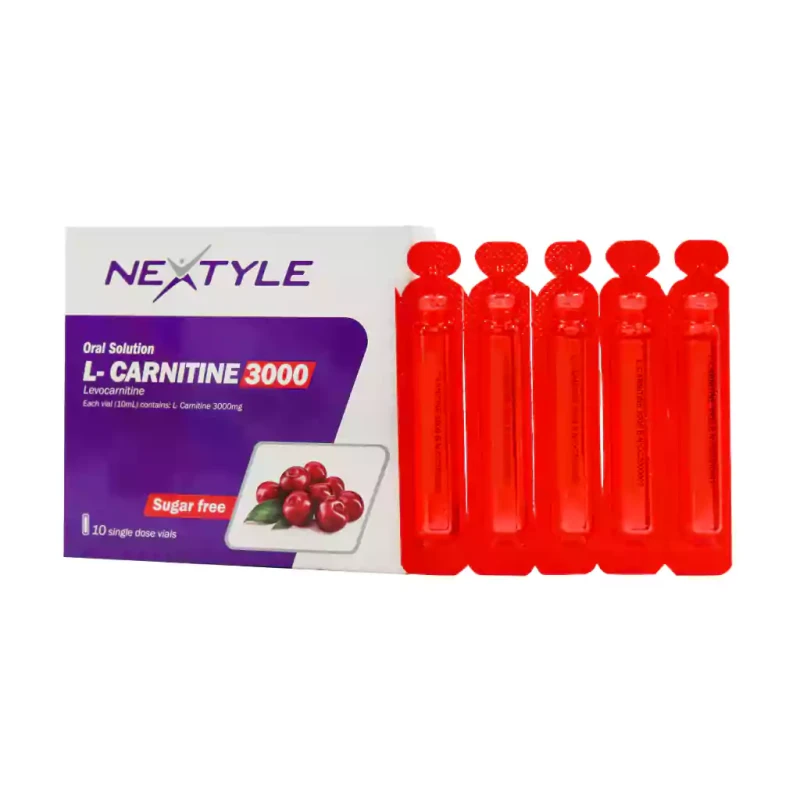 ویال خوراکی ال کارنیتین 3000 میلی‌گرم نکستايل (آلبالو) 10 عددی